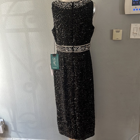 Max Duggal SLEEVELESS HIGH NECK BEADED MIDI SHEATH DRESS 10739 - Picture 7 of 15